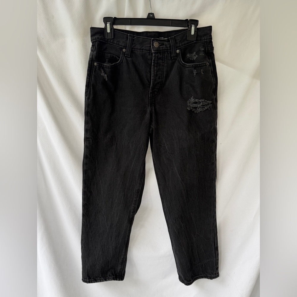 Old Navy High-Rise Slouchy Straight Distressed Black Jeans Size 4